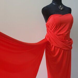 Red Formal Strapless Formal Dress